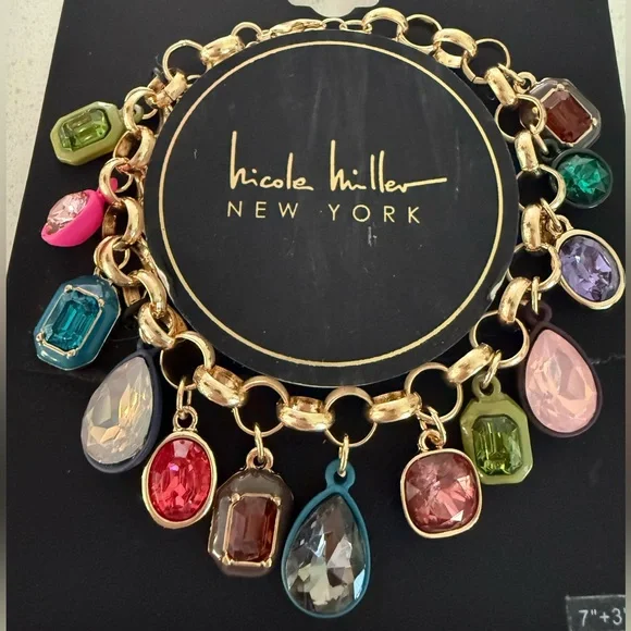 Nicole Miller Gold Charm Bracelet with Colorful Charms - Picture 2 of 5